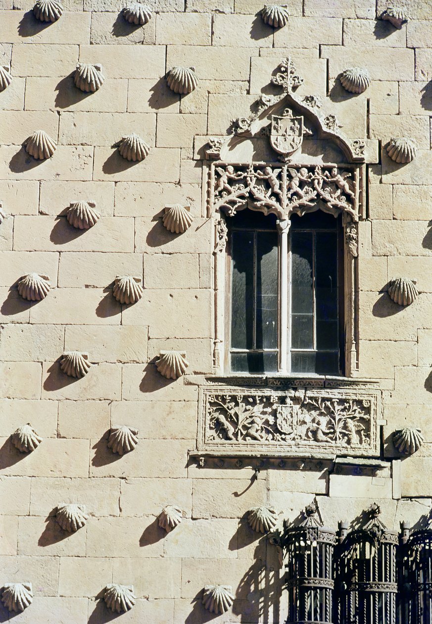 Fragment zewnętrznej części Casa de la Conchas (zdjęcie) autorstwa Spanish School
