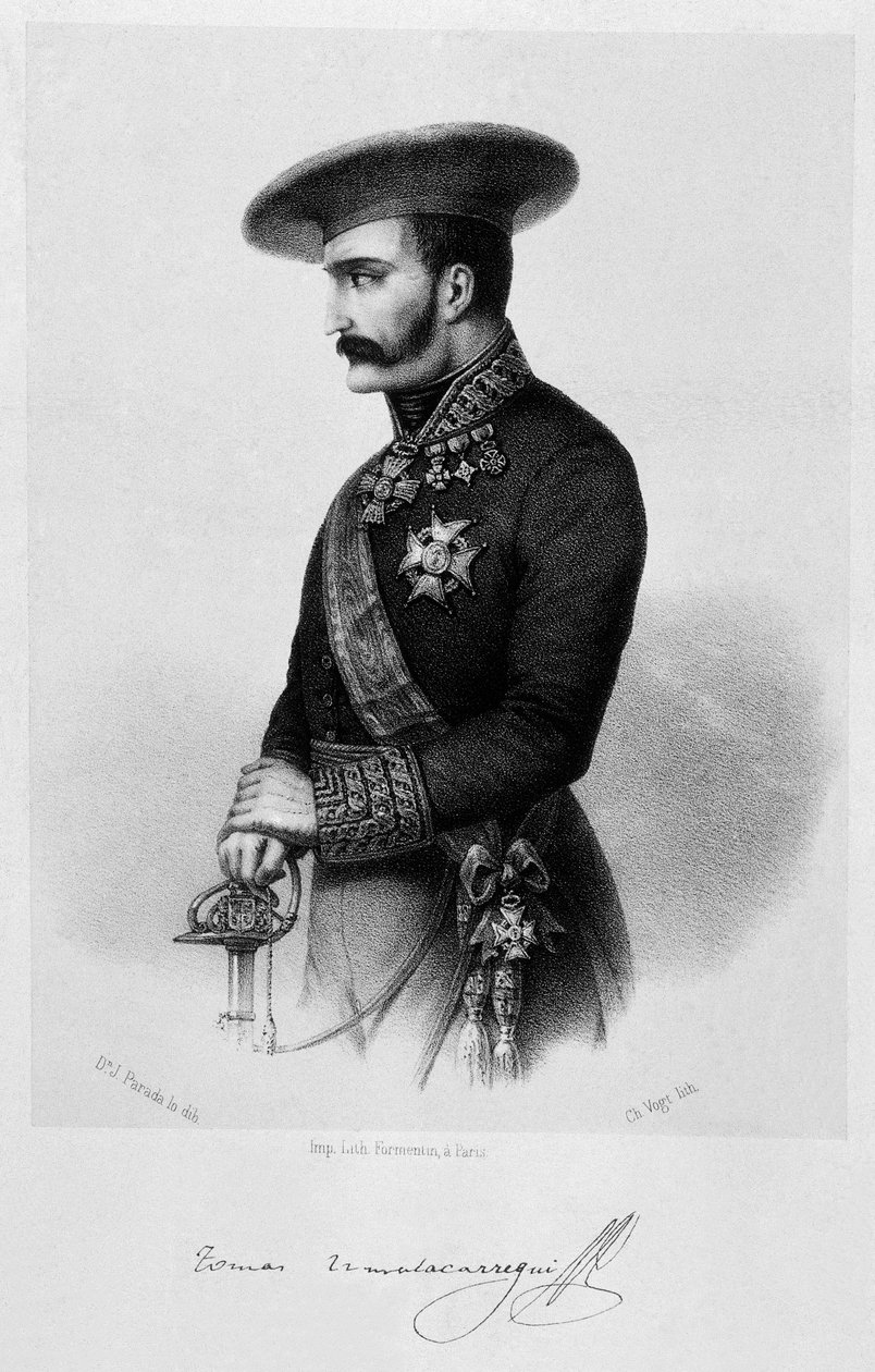 Pierwsza wojna karlistów (1833-1840): portret generała karlistów Tomasa Zumalacarregui (1788-1835) autorstwa Spanish School