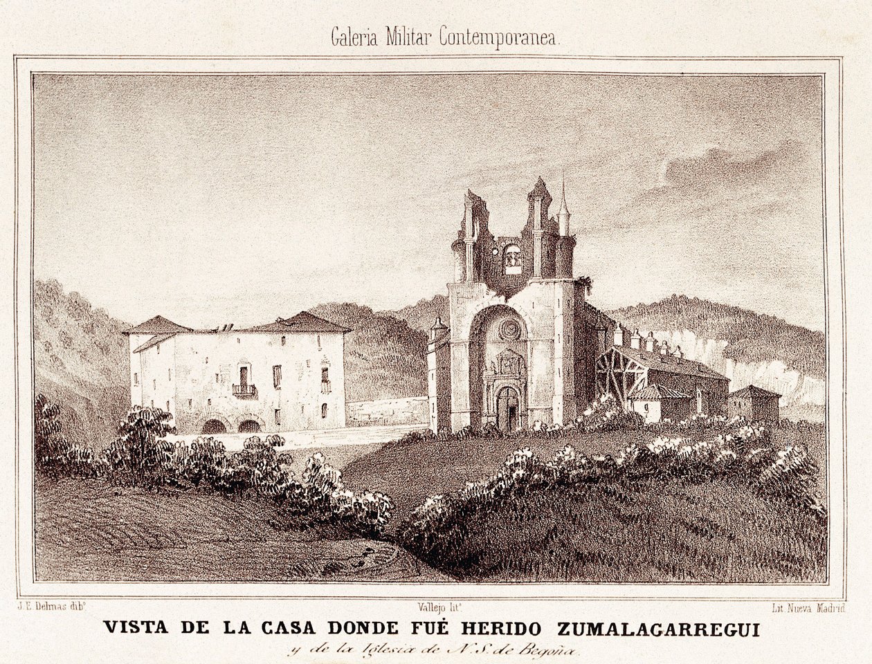 Pierwsza wojna karlistów (1833-1840): dom lub generał karlistów Tomas Zumalacarregui (1788-1835) został ranny po oblężeniu Bilbao autorstwa Spanish School