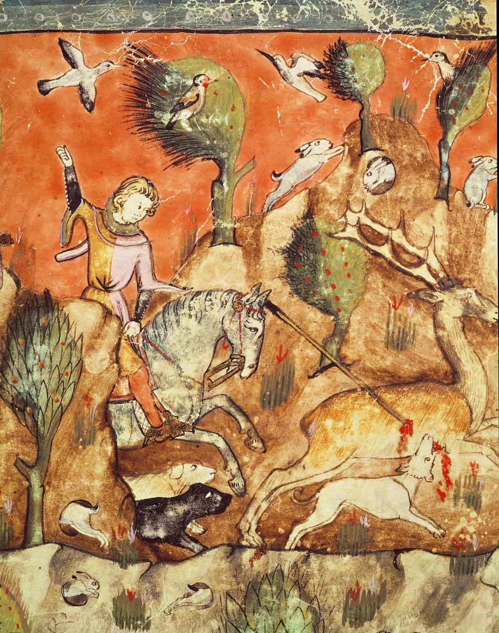 Fol.178v Łowca goniący jelenia, z Kodeksu Benito Santa Mora autorstwa Spanish School