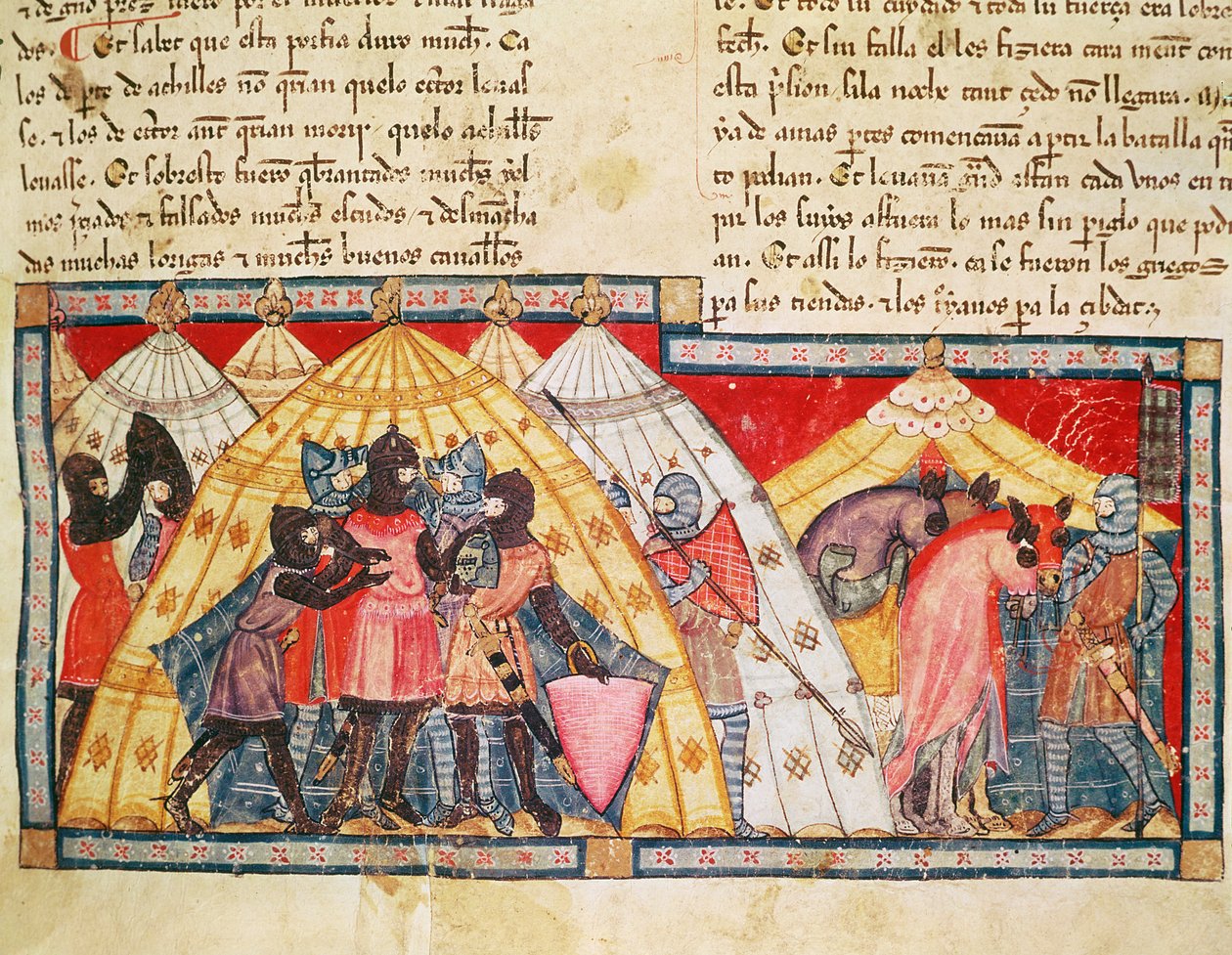 Fol.69r Uwięzienie Antenora, z Kodeksu Benito Santa Mora autorstwa Spanish School