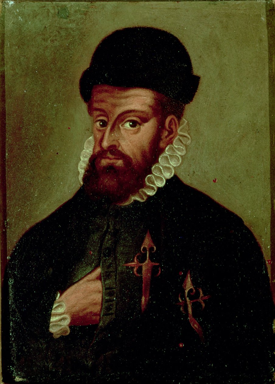 Francisco Pizarro (1478-1541) Hiszpański konkwistador (olej na desce) autorstwa Spanish School