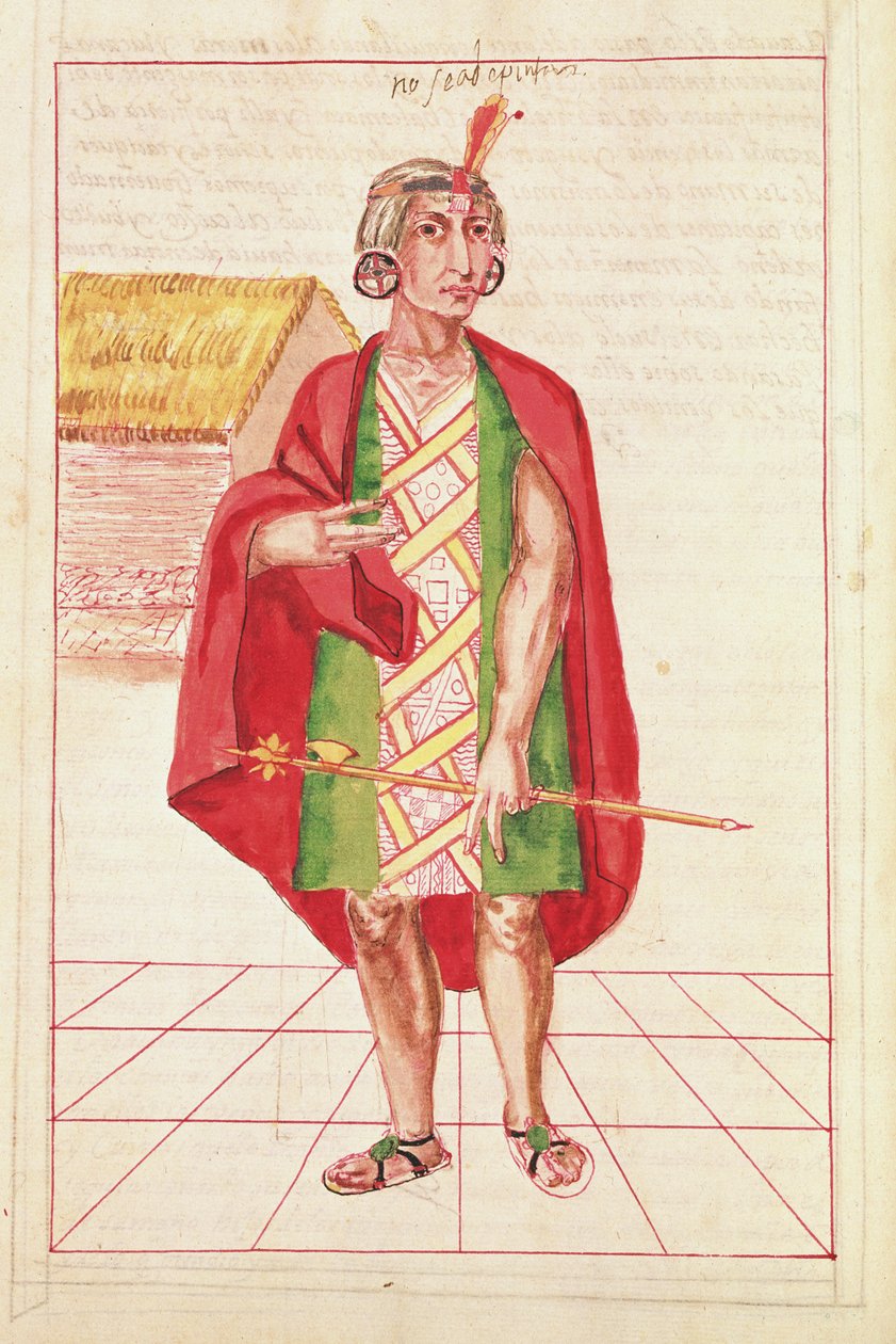 Ilustracja z „Historii i królewskiej genealogii królów Inków z Peru, ich czynów, zwyczajów, strojów i sposobu rządzenia”, znanego jako Kodeks Murua autorstwa Spanish School