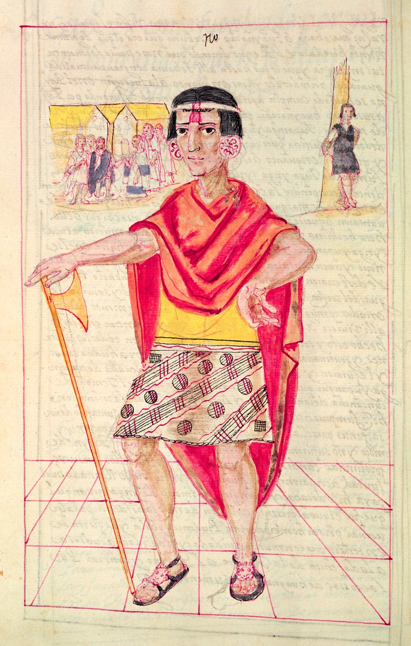 Ilustracja z „Historii i królewskiej genealogii królów Inków z Peru, ich czynów, zwyczajów, strojów i sposobu rządzenia”, znanego jako Kodeks Murua autorstwa Spanish School
