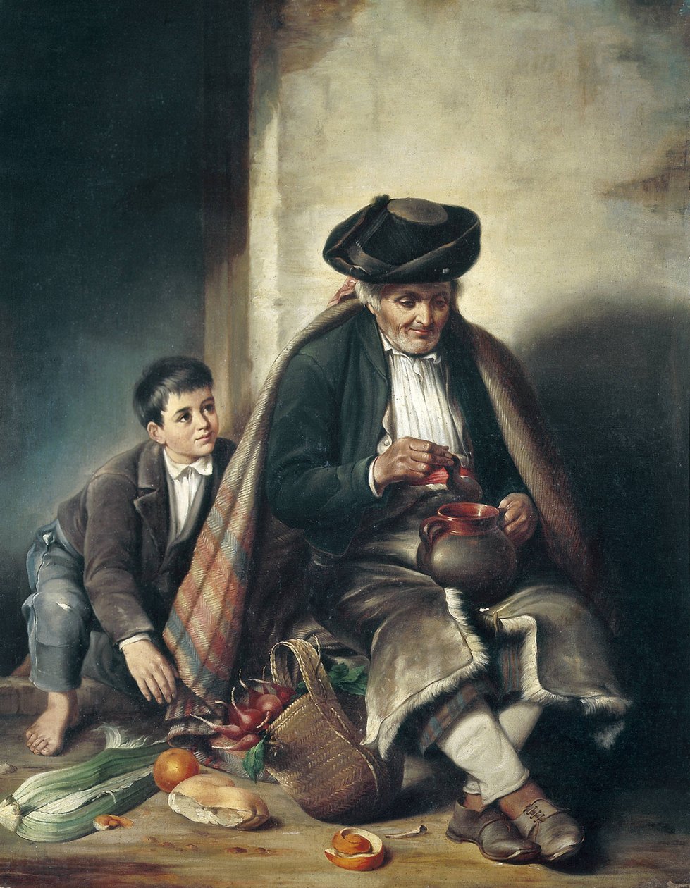 Mężczyzna i chłopiec. koniec XIX wieku (olej na płótnie) autorstwa Spanish School
