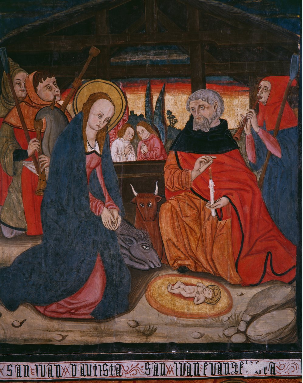Narodzenia, tablica z kościoła San Andres z Tortury, koniec XV w.-pocz. XVI w. (drewno malowane) autorstwa Spanish School
