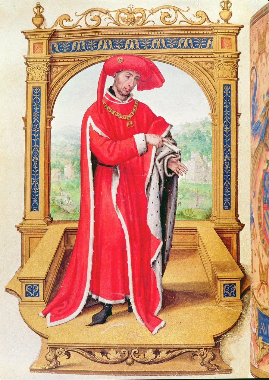 Filip Dobry (1396-1467) Książę Burgundii, założyciel Orderu Złotego Runa, ze Statuts de la Toison dOr autorstwa Spanish School