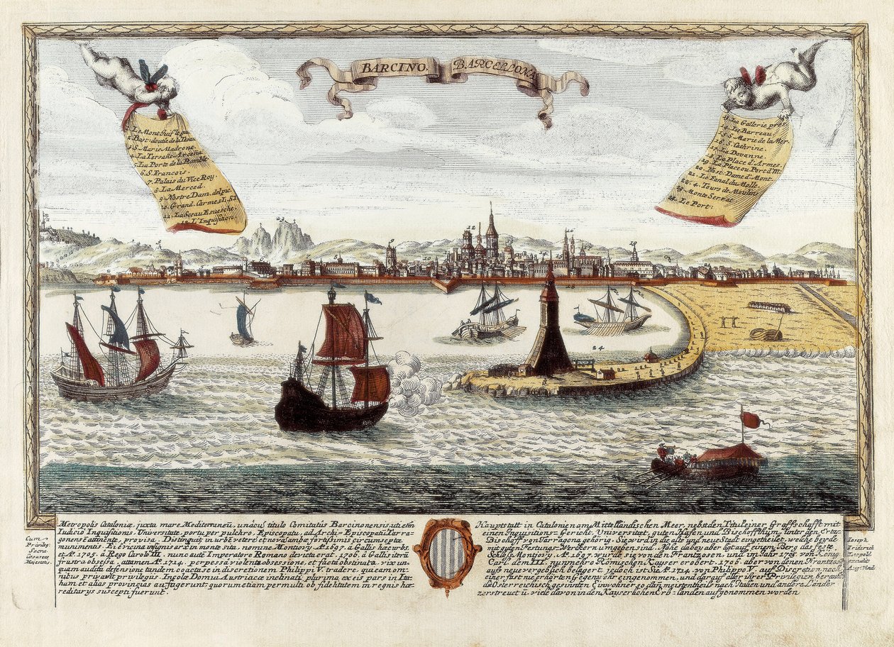 Port w Barcelonie, koniec XVIII w. (rycina) autorstwa Spanish School