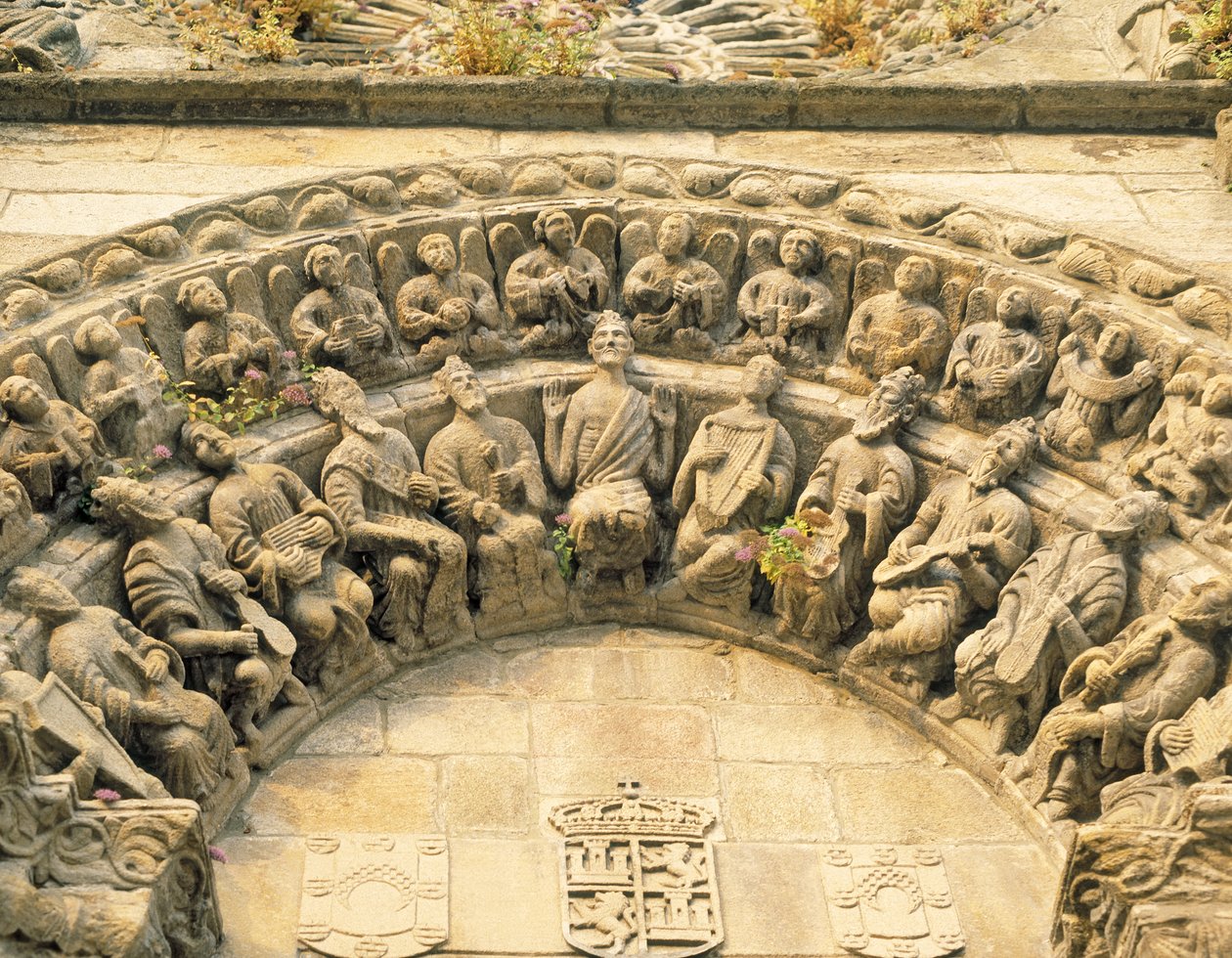 Tympanon portalowy kościoła św. Marcina, Noia (szczegół) autorstwa Spanish School