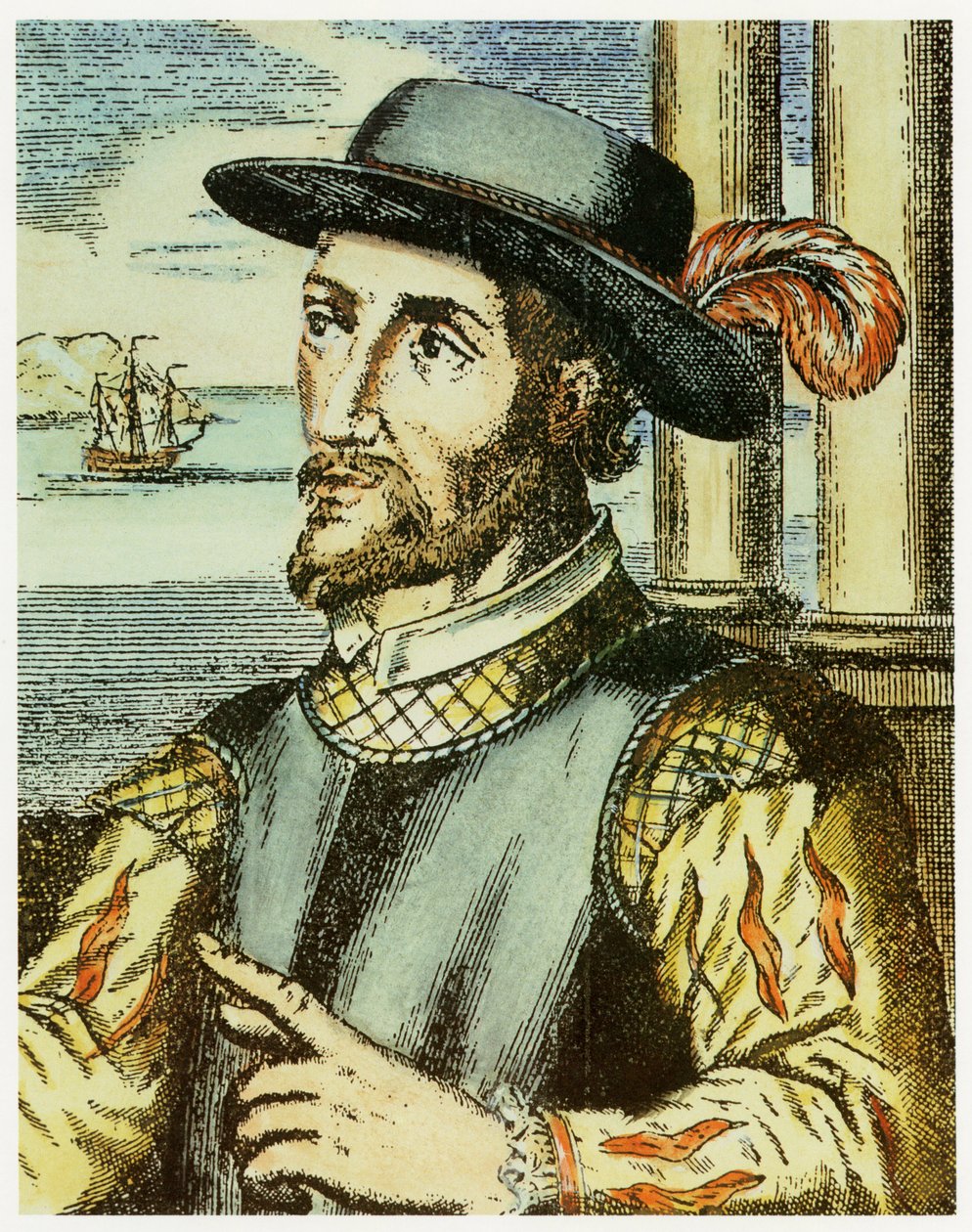 Portret Juana Ponce de Leon (1474 - 1521) (rycina ręcznie kolorowana). autorstwa Spanish School