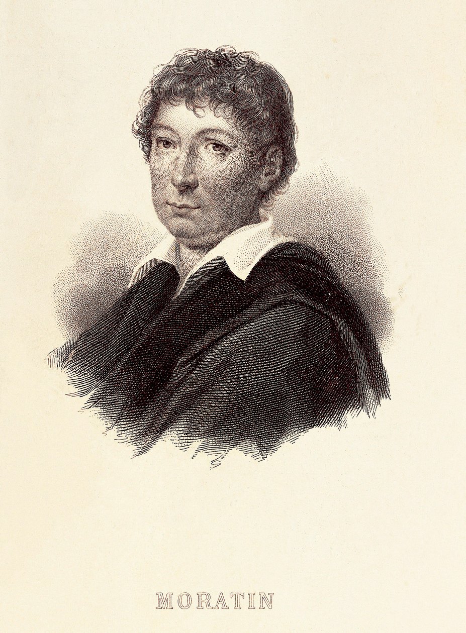 Portret Leandra Fernandeza de Moratina (1760-1828), hiszpańskiego pisarza. Grawerowanie XIX wieku. Muzeum romantyzmu w Madrycie. autorstwa Spanish School