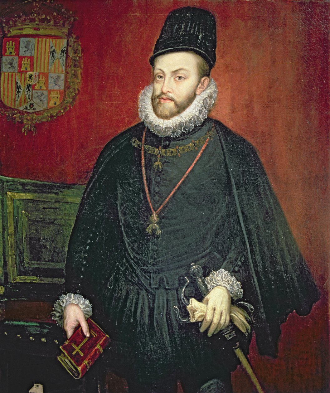 Portret Filipa II (1527-1598), króla Hiszpanii (o/c) autorstwa Spanish School