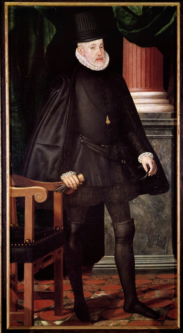 Portret Filipa II, króla Hiszpanii (1527-1598) Obraz szkoły hiszpańskiej. Madryt z XVI wieku, Muzeum Prado autorstwa Spanish School