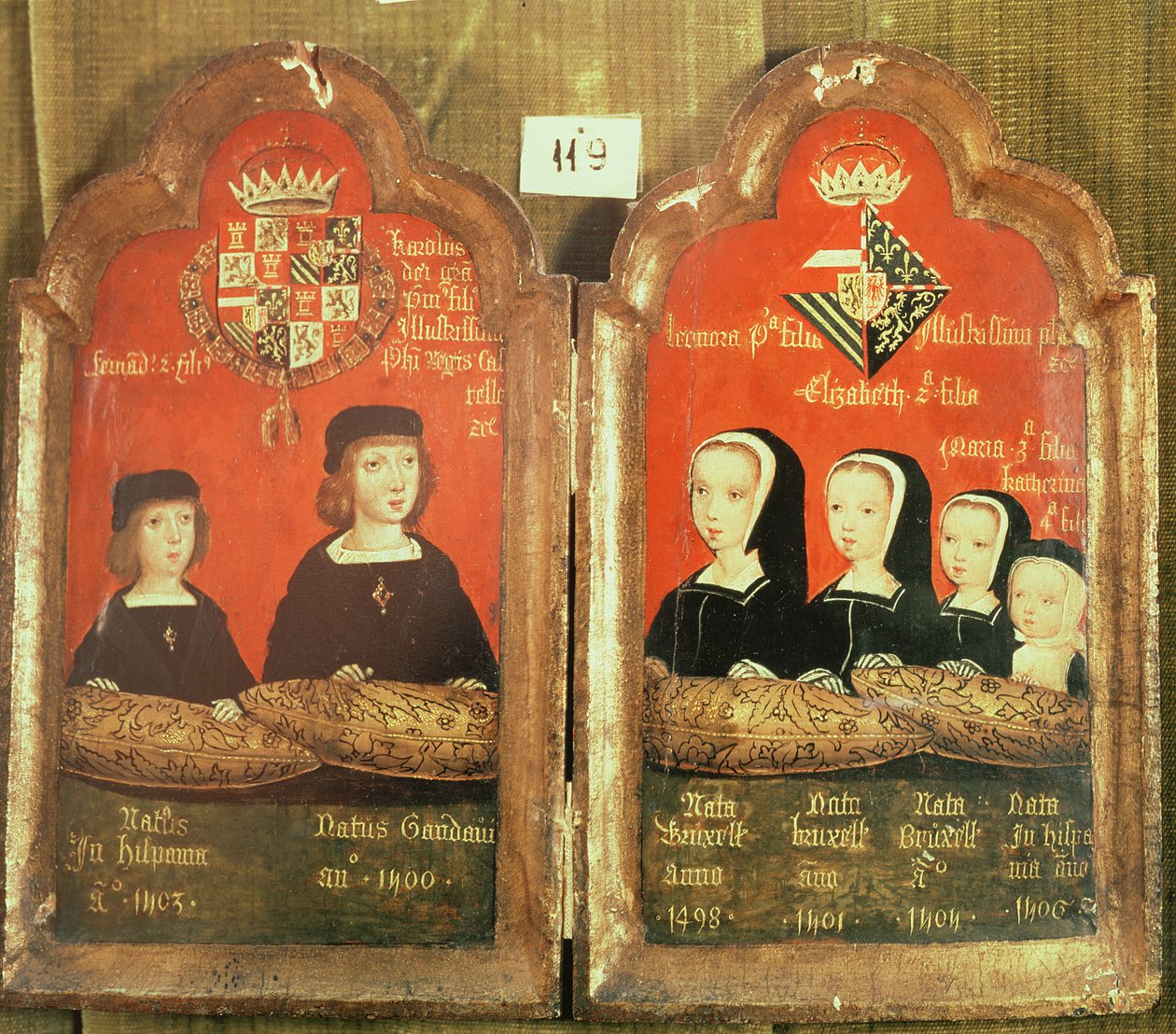 Portrety dzieci Filipa I (1478-1506) Przystojnego i Joanny "Szalonej" z Kastylii (1479-1555) (tempera na płycie) autorstwa Spanish School