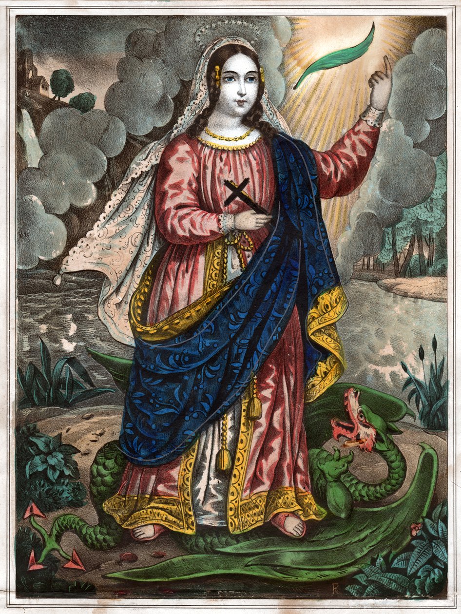 Święta Małgorzata z Antiochii. (grafika, ok. 1830) autorstwa Spanish School
