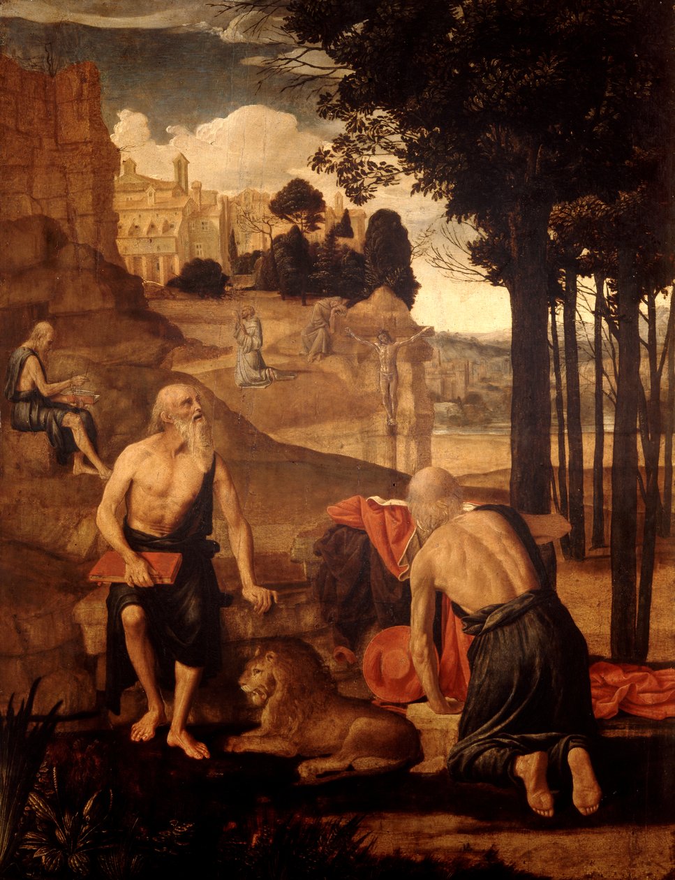 Sceny z życia św. Hieronima; Św. Franciszek w ekstazie z bratem Leonem autorstwa Spanish School