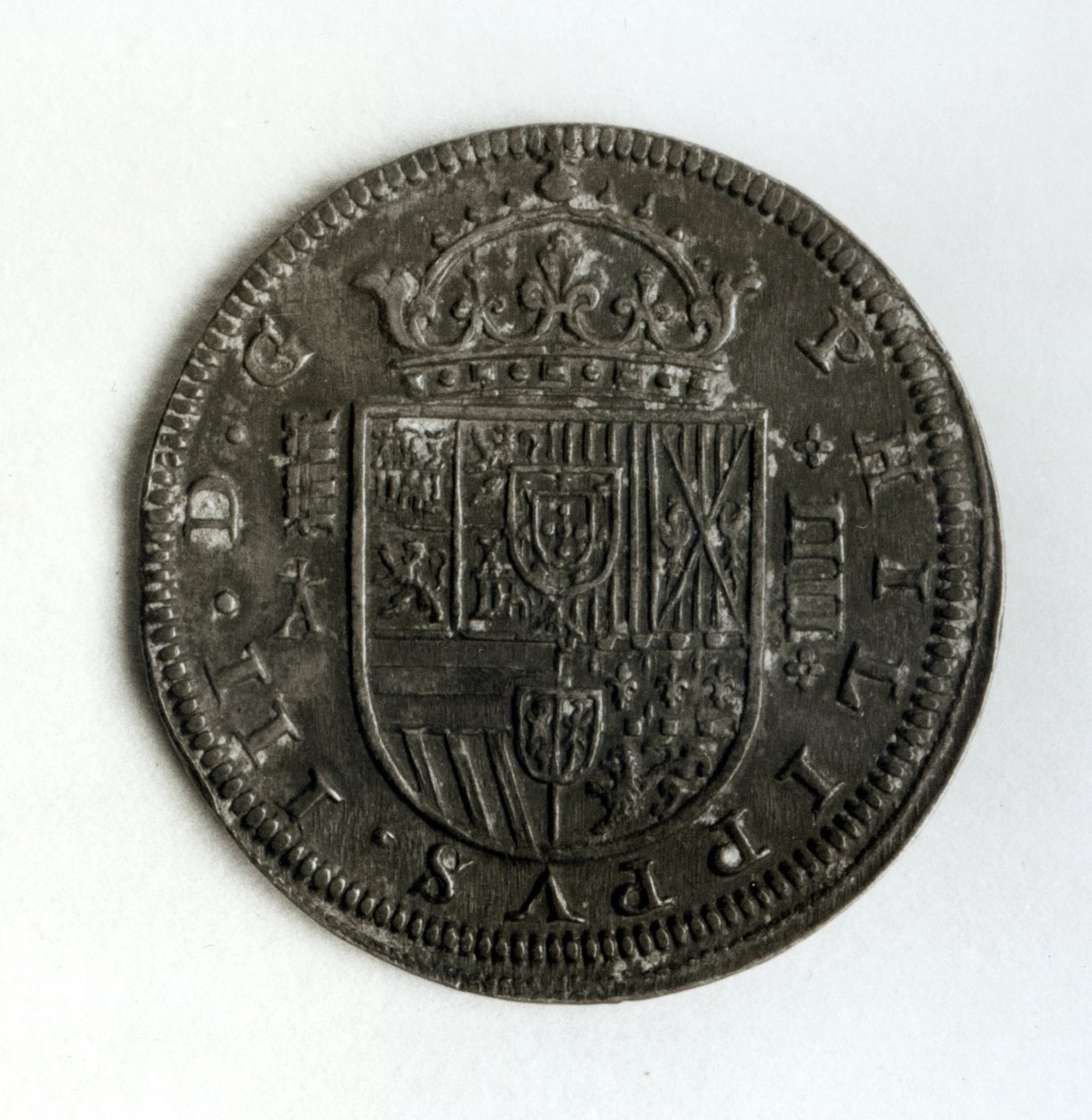 Srebrna korona czterorealowa z czasów panowania i Filipa III Hiszpanii i Portugalii (1578-1621) (srebrna) autorstwa Spanish School