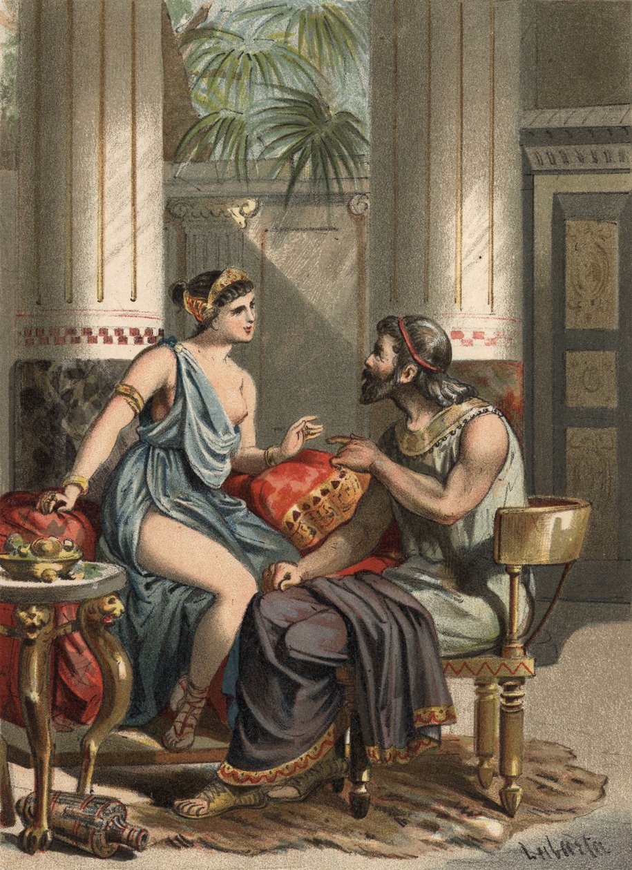 Sophonisbe żona króla Syphaxa i królowej Numibii (235-203 pne). w „” Kult piękna”” autorstwa Juan Justo Huguet, redaktorzy Molinas Hermanos autorstwa Spanish School