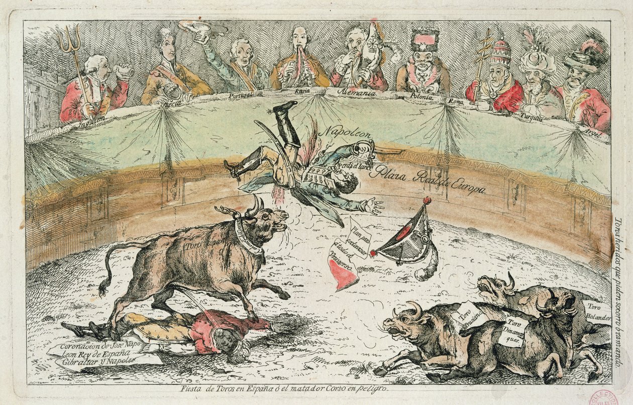 Bulla hiszpańska, karykatura Józefa Bonaparte, króla Hiszpanii, 1809 autorstwa Spanish School