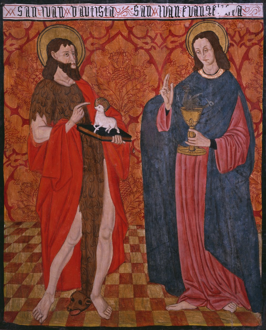 św. Jan Chrzciciel i św. Jan Ewangelista, tablica z kościoła San Andres z Tortury, koniec XV-pocz. XVI w. (drewno malowane) autorstwa Spanish School