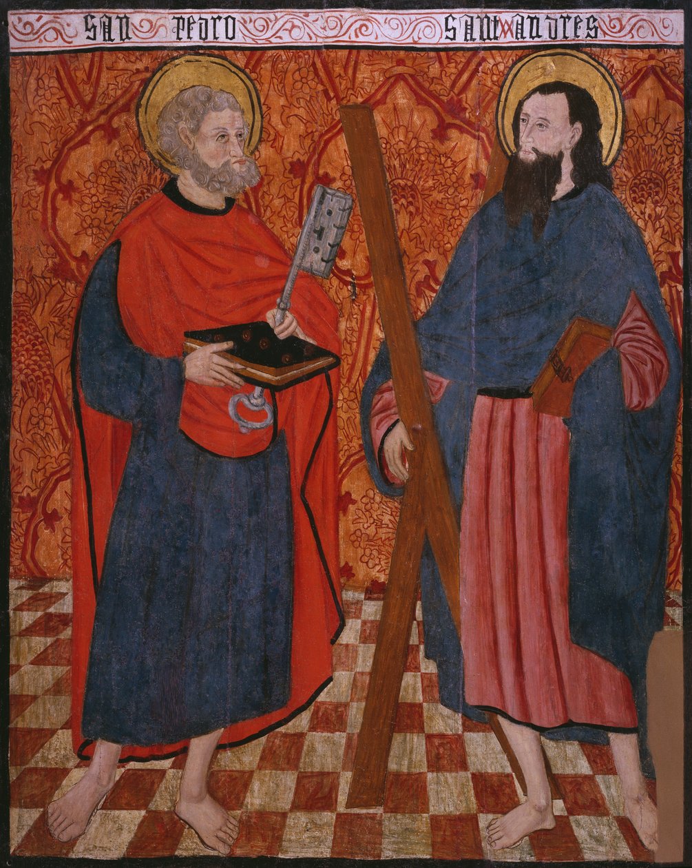 św. Piotr i św. Andrzej, tablica z kościoła San Andres z Tortury, koniec XV-pocz. XVI w. (drewno malowane) autorstwa Spanish School
