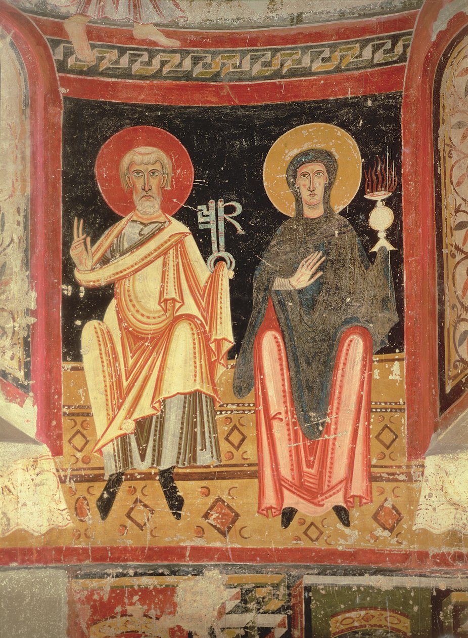 Św. Piotr i Madonna, z absydy Sant Pere w El Burgal autorstwa Spanish School