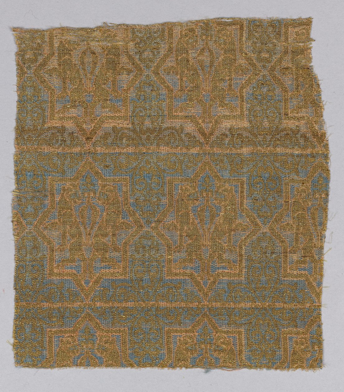 Fragment tkaniny z Ornatu San Valerius (jedwab, złocone podłoże zwierzęce wokół jedwabnego rdzenia) autorstwa Spanish School