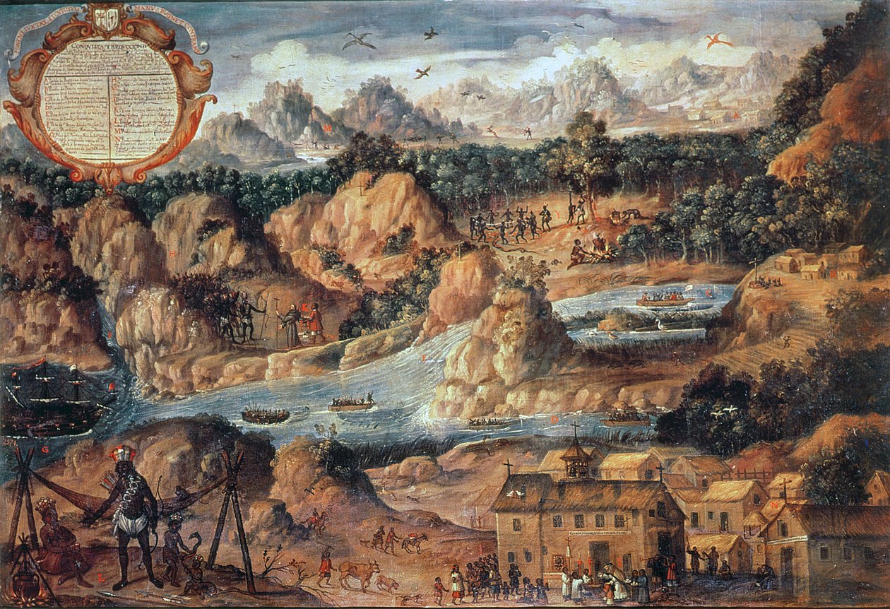 Podbój Gwatemali w 1524 r. (olej na panelu) autorstwa Spanish School