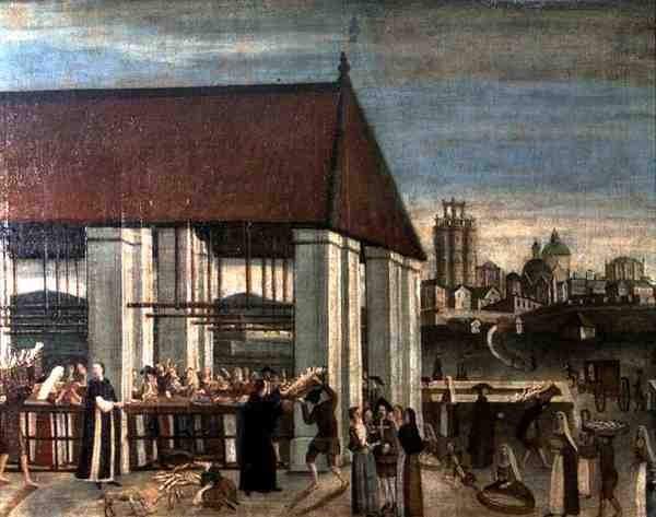 Targ Rybny (olej na płótnie) (szczegół) autorstwa Spanish School