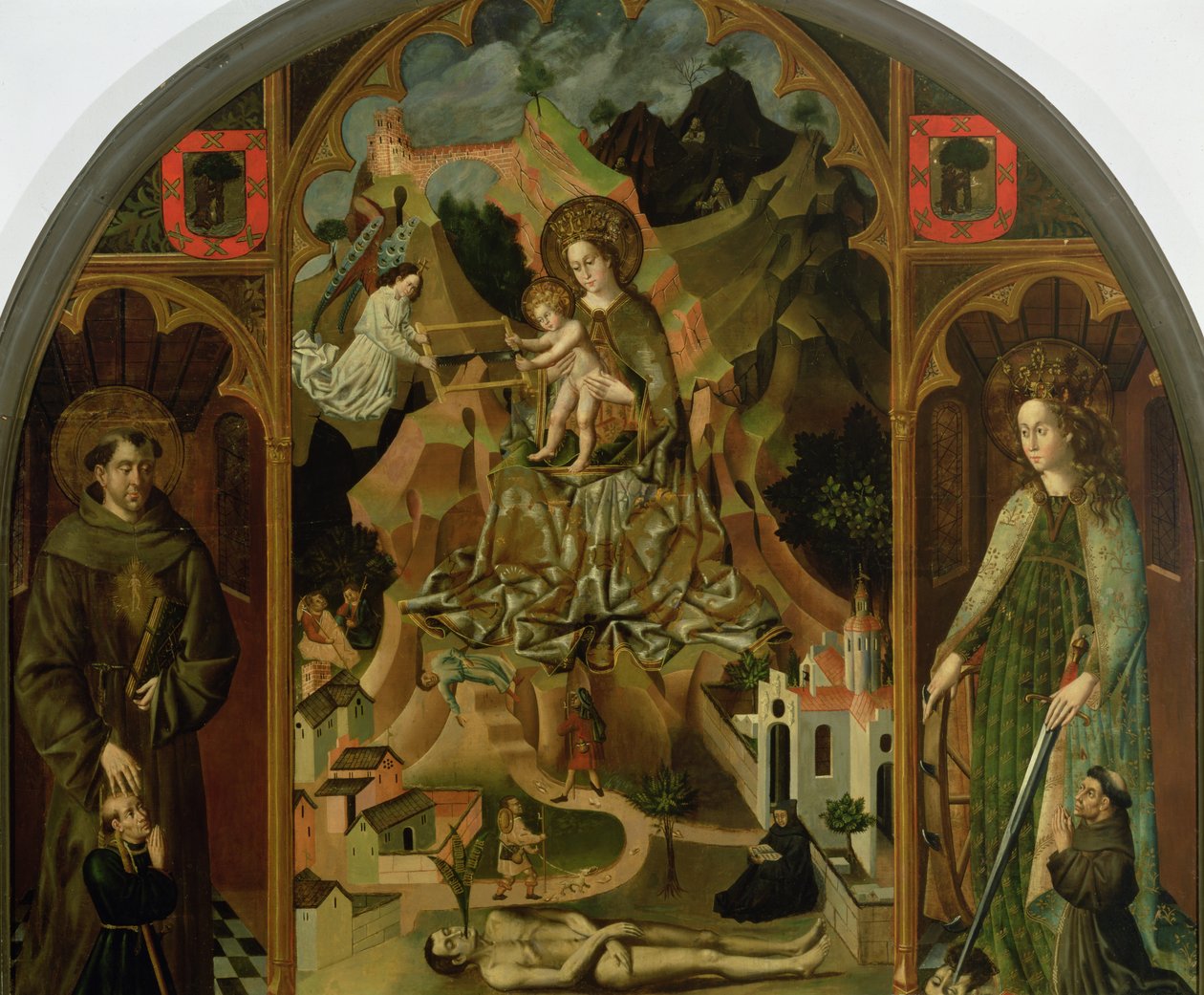 Madonna z Montserrat z krajobrazem (panel) autorstwa Spanish School