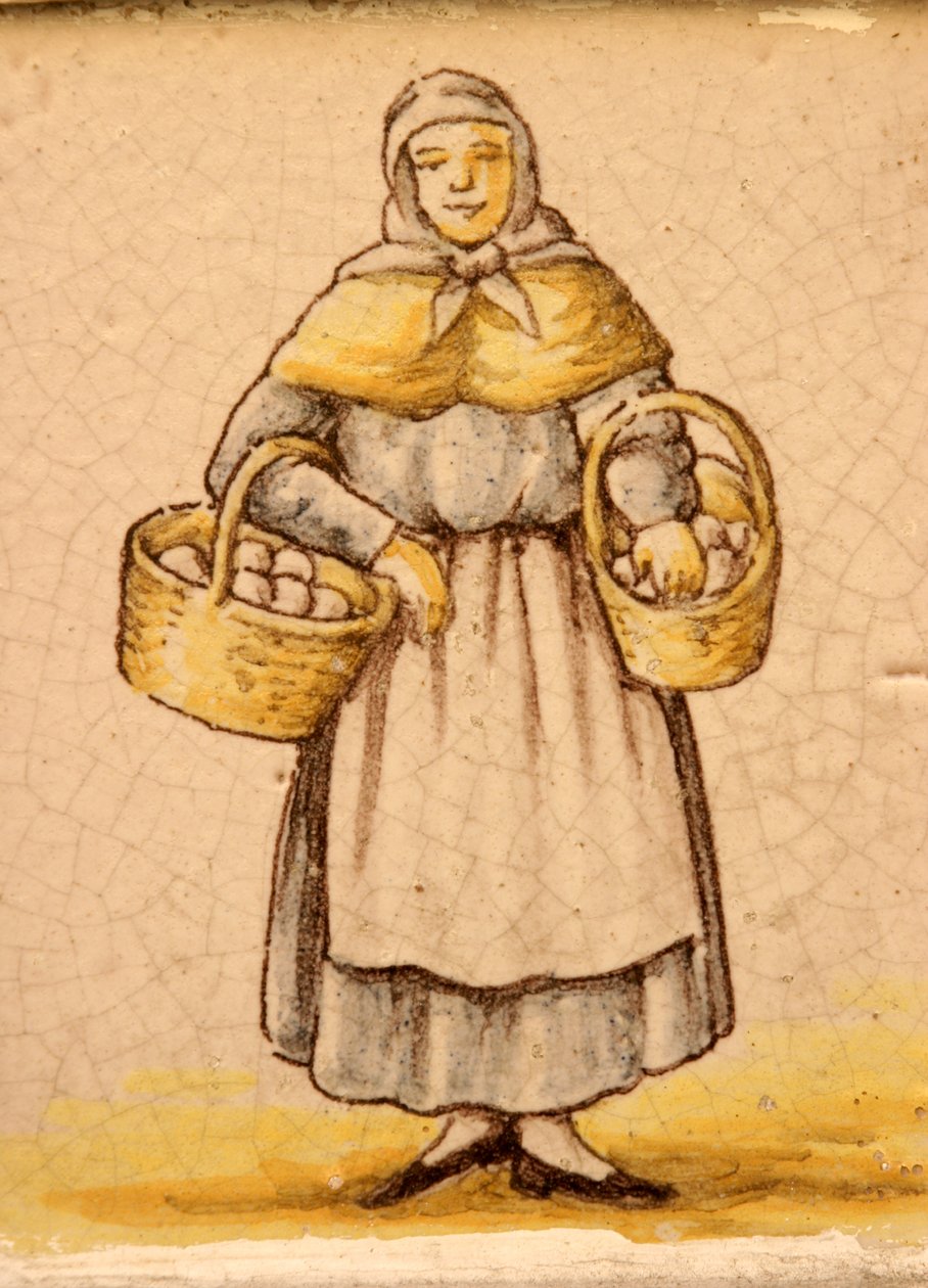 Płytka przedstawiająca wieśniaczkę (ceramiczna) autorstwa Spanish School