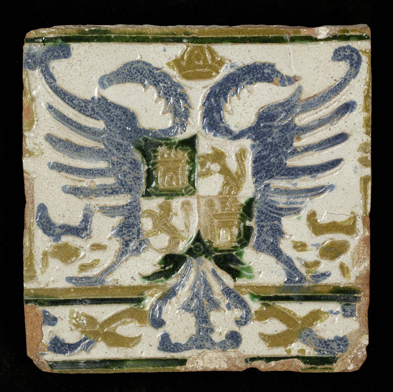 Kafel z herbami Leonu i Kastylii, 1525 (naczynie gliniane) autorstwa Spanish School