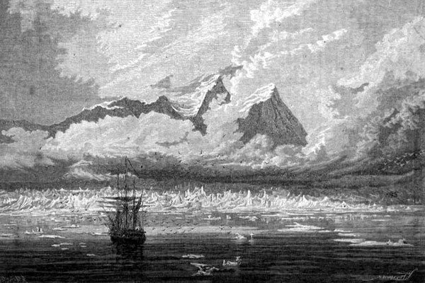 Widok na Spitsbergen, archipelag Svalbard, ilustracja z „Powrotu do świata” autorstwa Spanish School