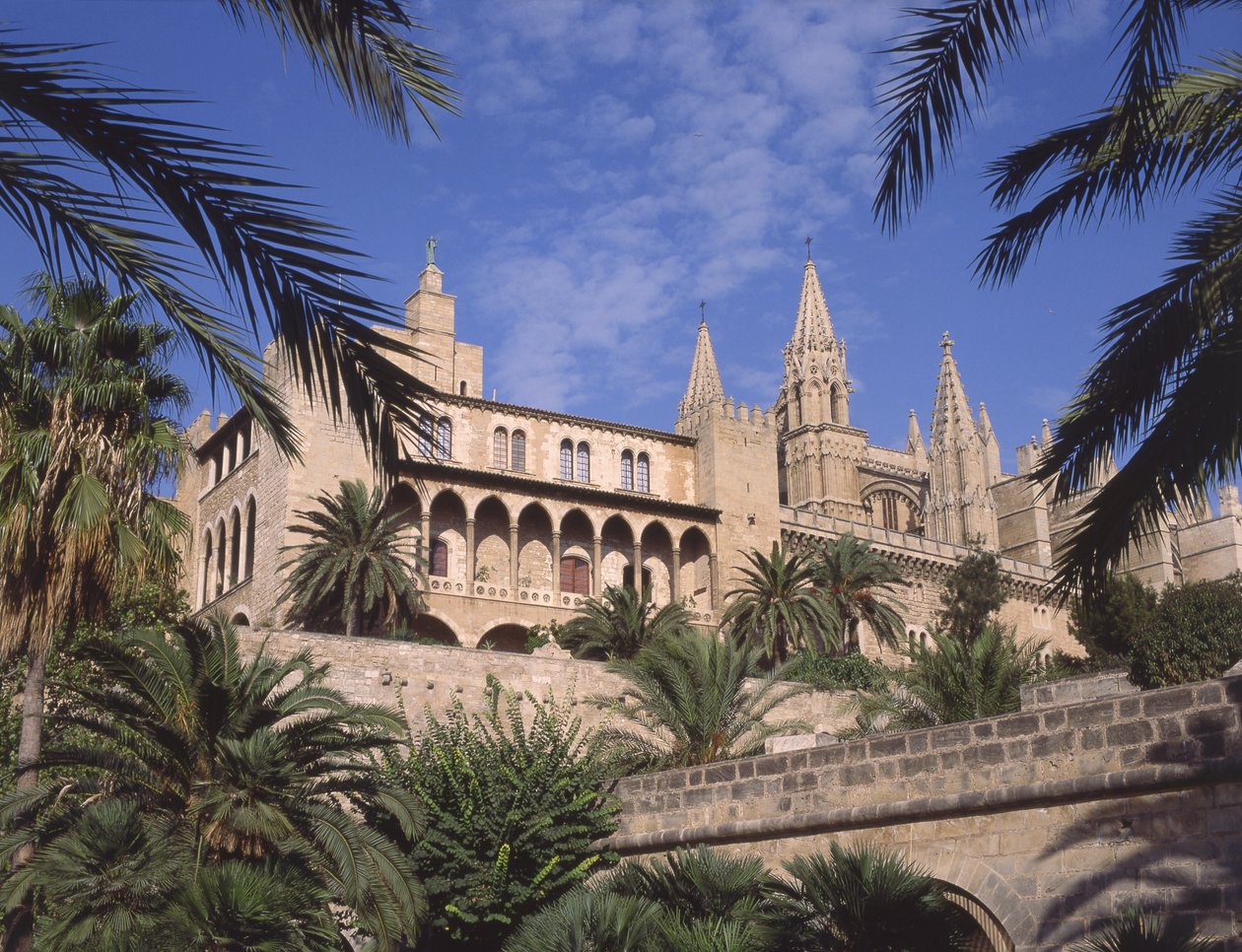 Widok na pałac La Almudaina, Palma de Mallorca autorstwa Spanish School