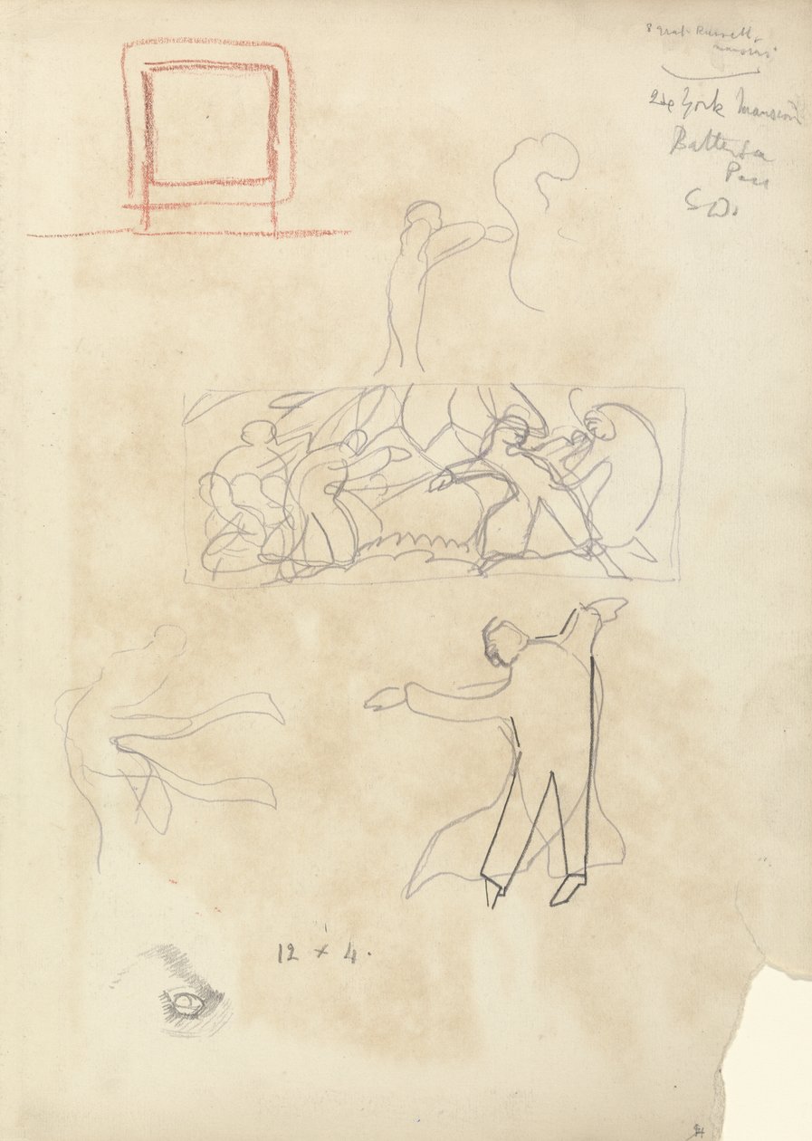 Studium Tancerzy, dla Jaskini Złotego Cielca (grafit) (patrz 265068 na odwrocie) autorstwa Spencer Frederick Gore
