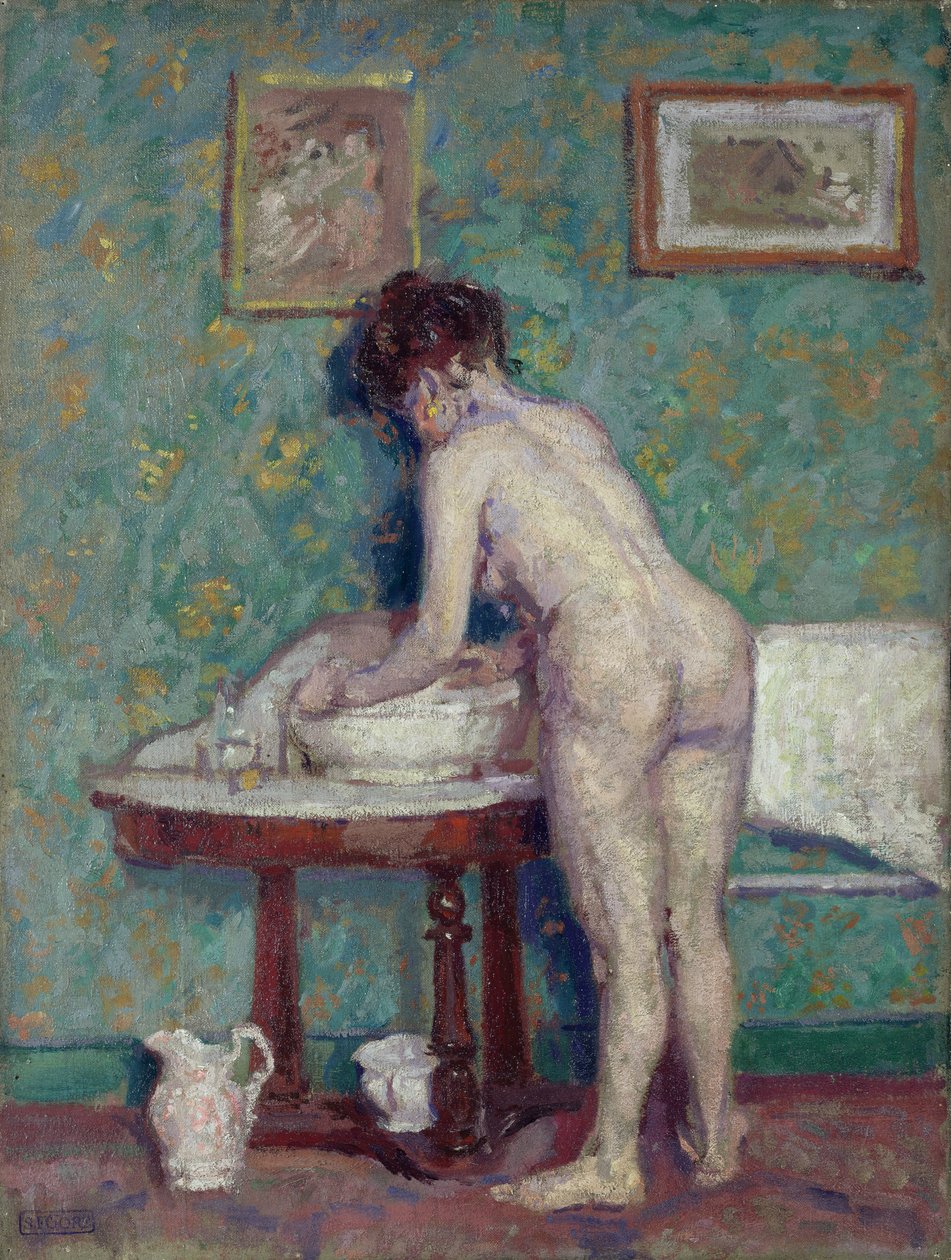 Wnętrze z aktem (olej na płótnie) autorstwa Spencer Frederick Gore