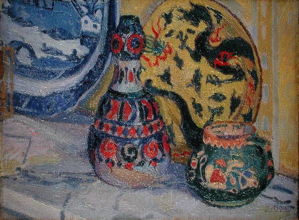 Martwa natura z postaciami orientalnymi autorstwa Spencer Frederick Gore