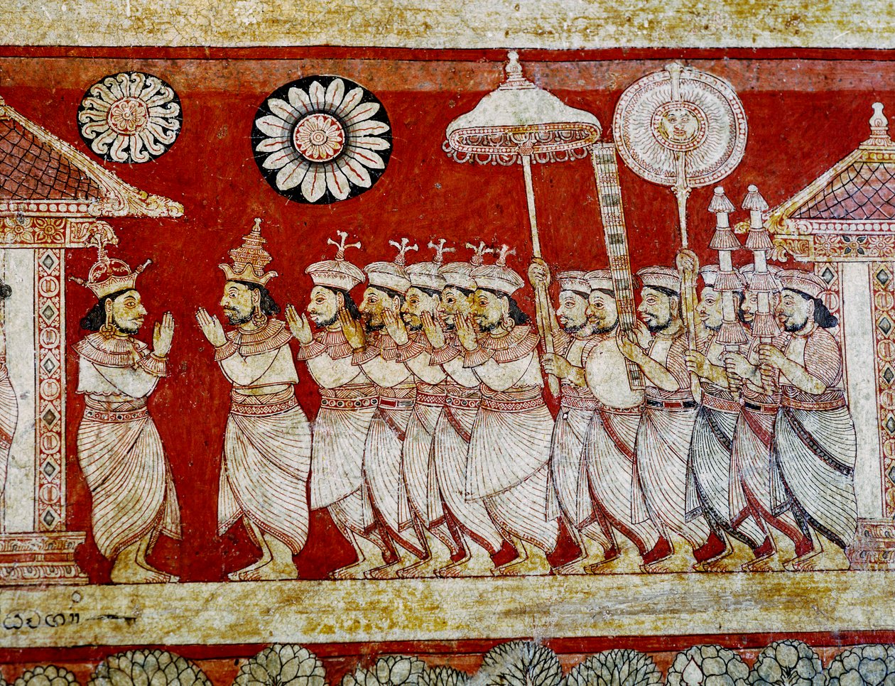 Fragment malarstwa ściennego w świątyni Degaldoruwa Viharaya autorstwa Sri Lankan School