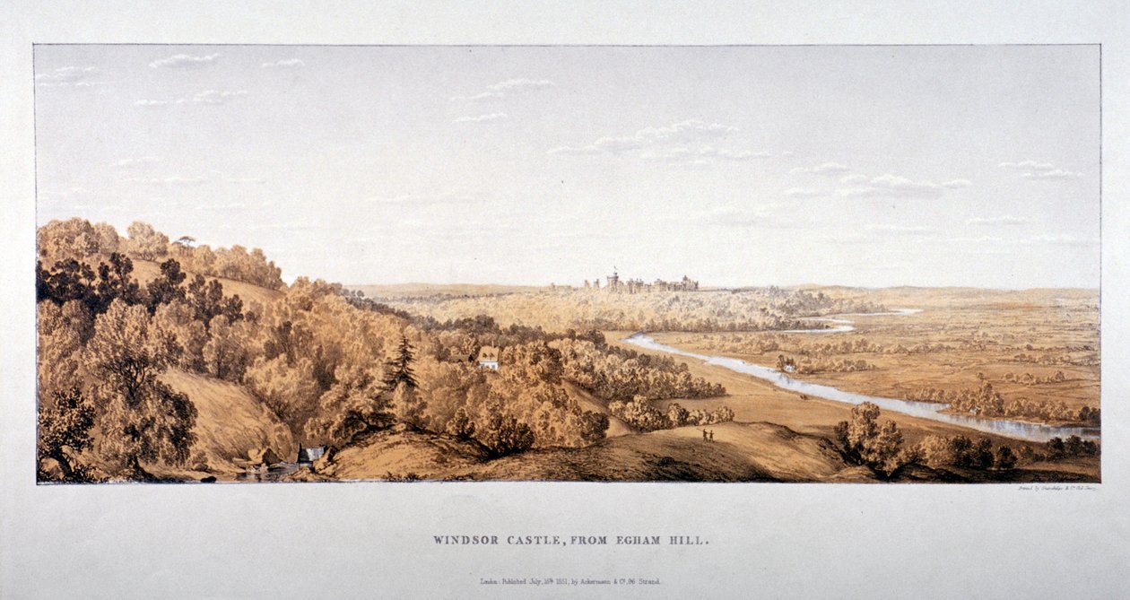 Widok zamku Windsor ze wzgórza Egham, Berkshire, 1851 autorstwa Standidge and Co