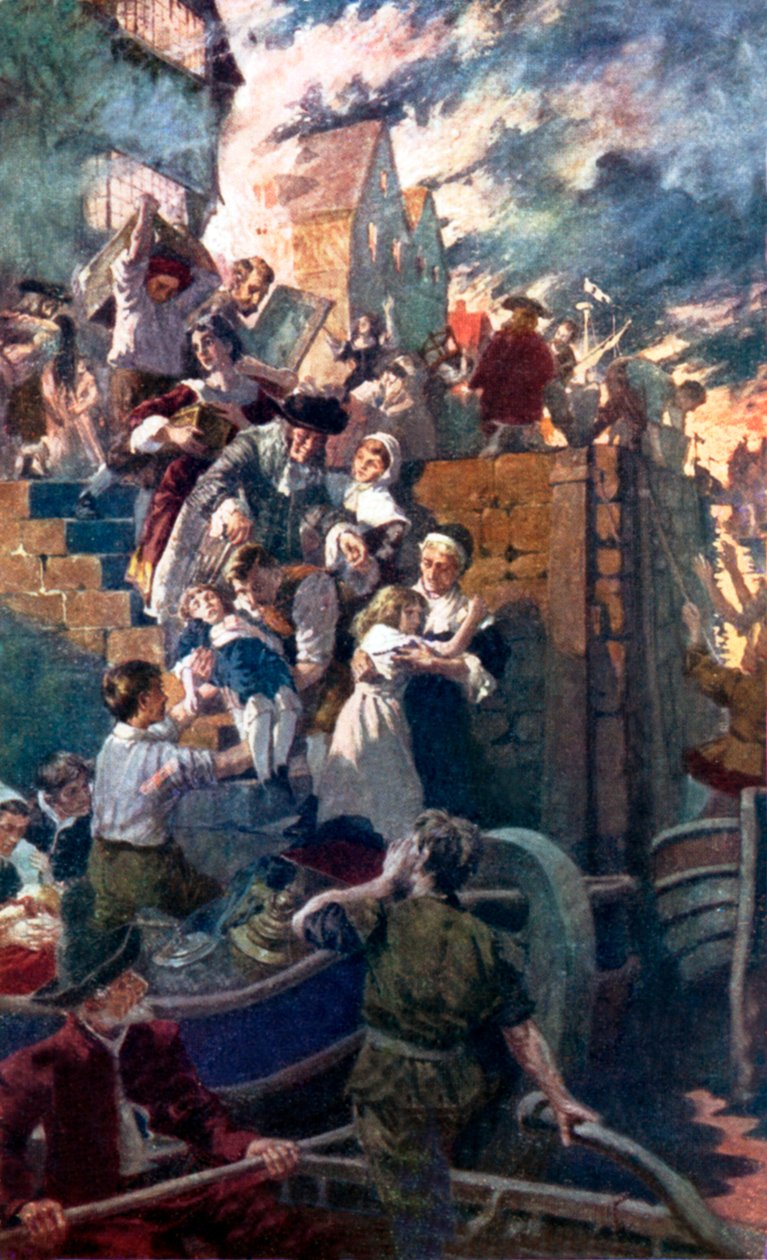 Wielki pożar Londynu (kolorowa litografia) autorstwa Stanhope Alexander (after) Forbes
