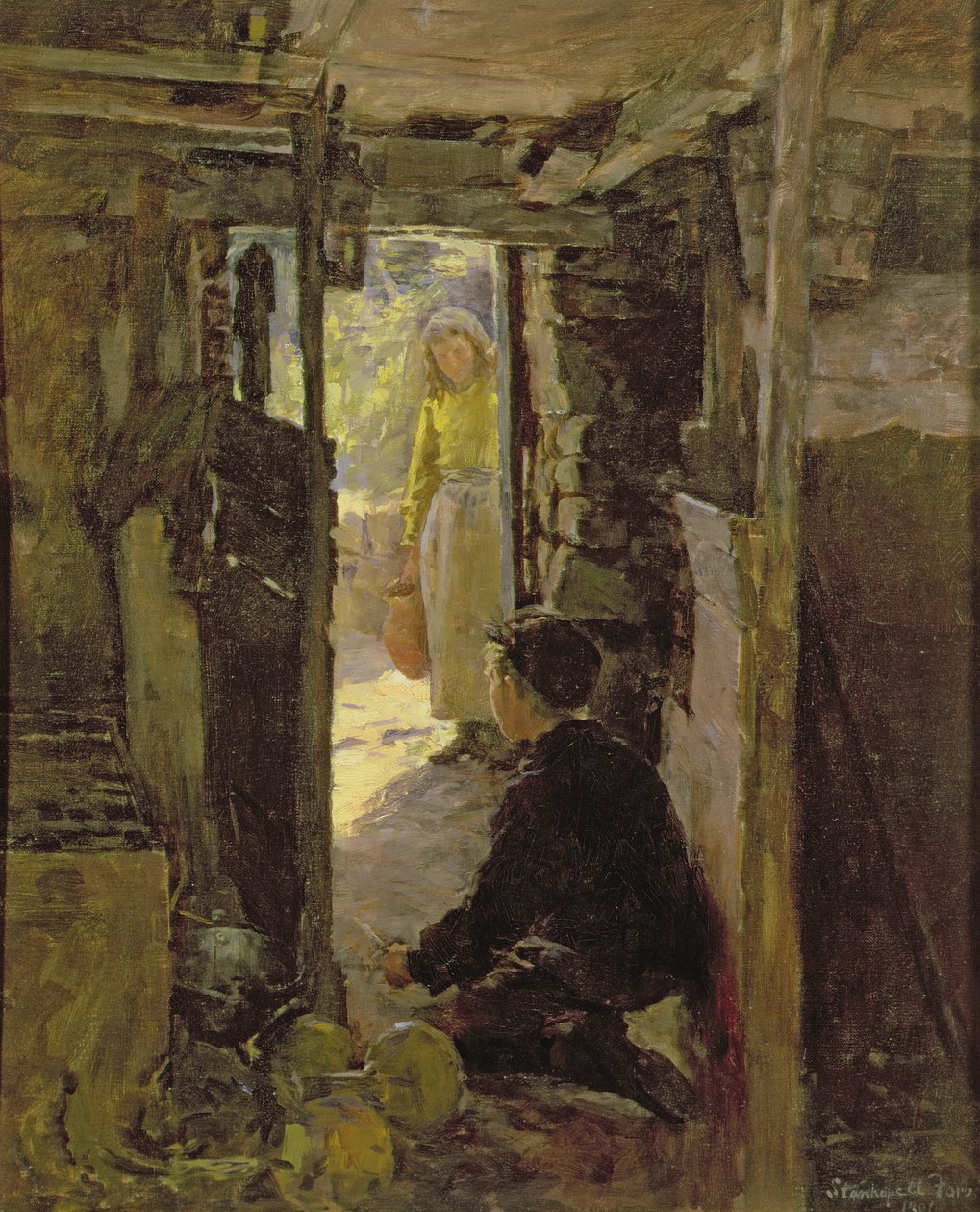 Przy drzwiach chaty autorstwa Stanhope Alexander Forbes
