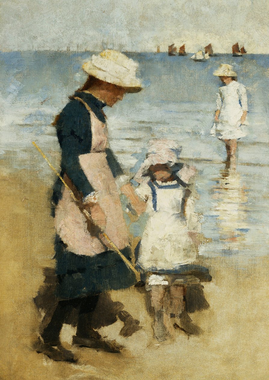 Dzieci na plaży, ok. 1891 (olej na płótnie) autorstwa Stanhope Alexander Forbes