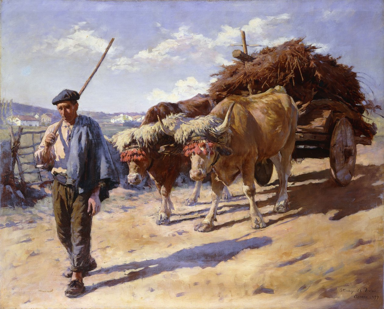 Chłop ze swoim wózkiem Bullock, Ascain autorstwa Stanhope Alexander Forbes