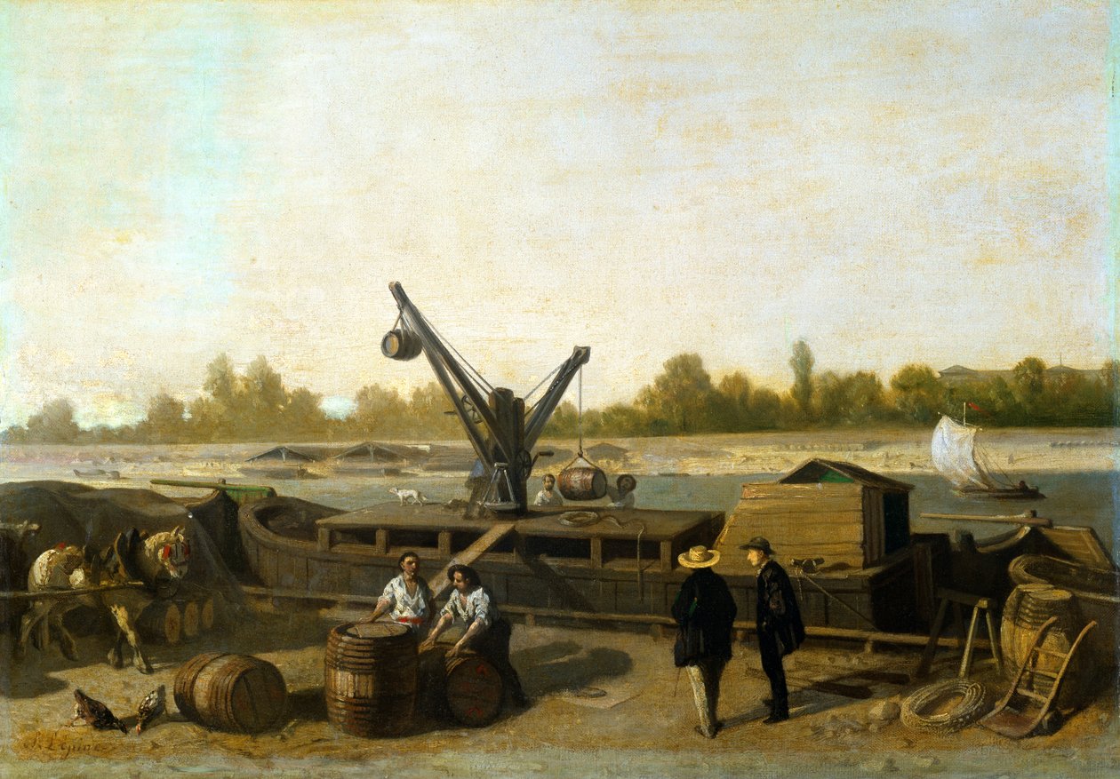 Barka przy nabrzeżu autorstwa Stanislas Victor Edouard Lepine