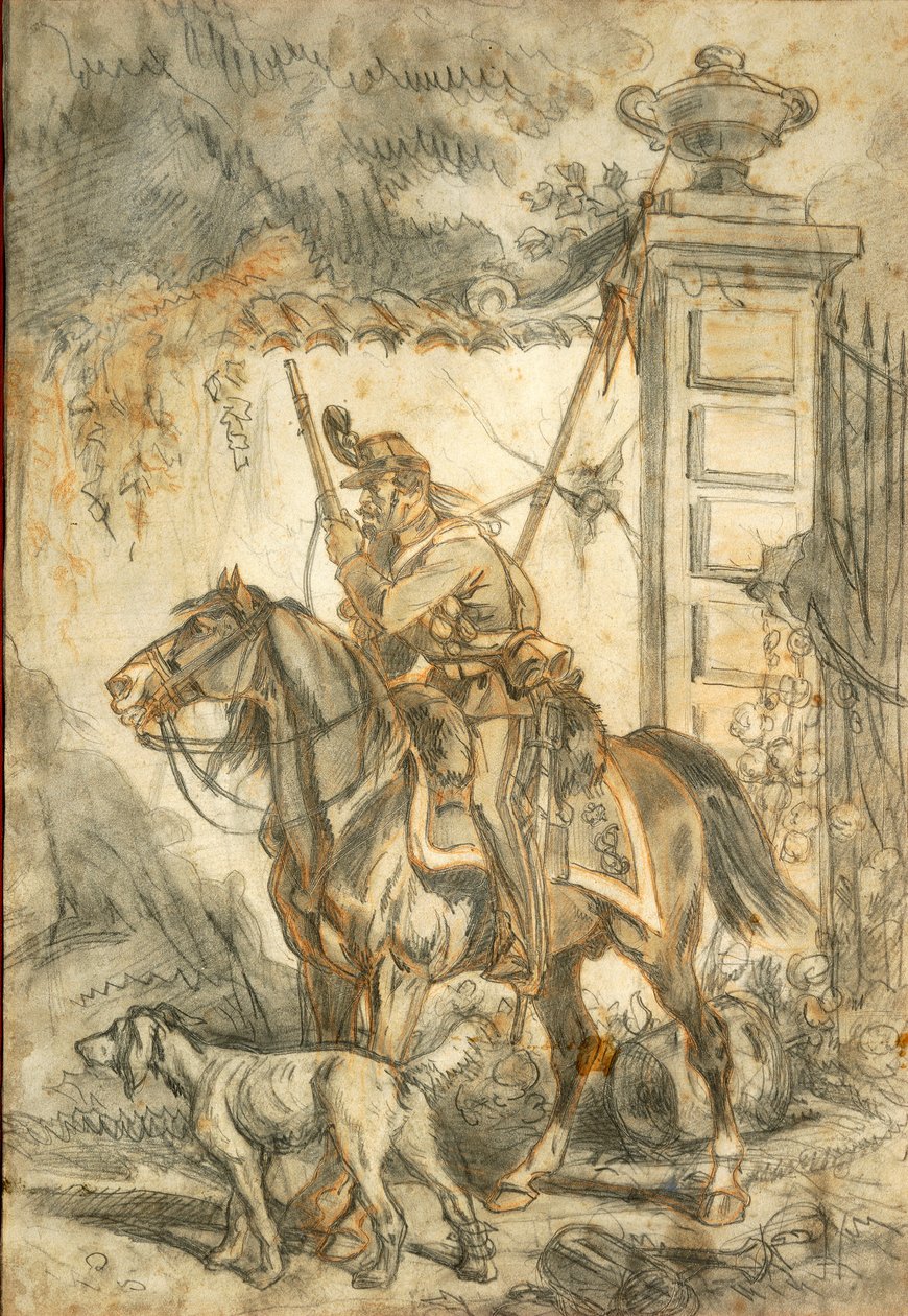 Ułani na patrolu, ilustracja Stanislao Grimaldi del Poggetto autorstwa Stanislas Grimaldi del Poggetto