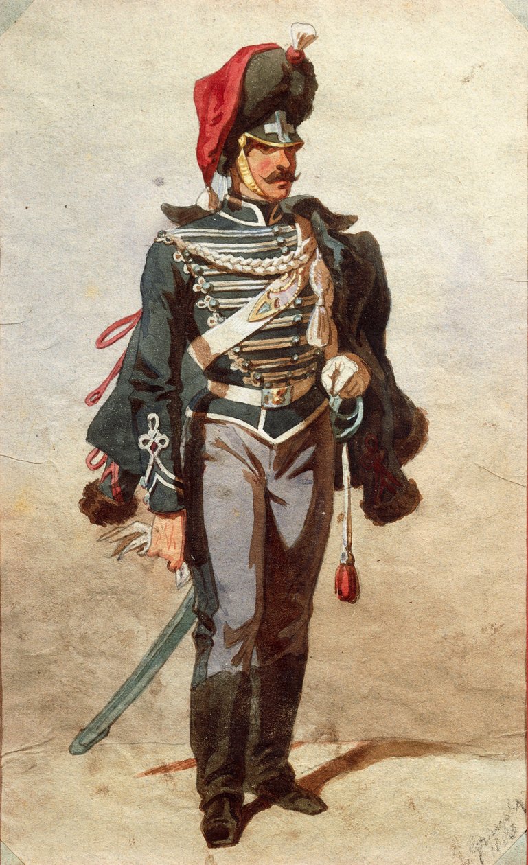 Studium mundurów, Rys. Stanislao Grimaldi del Poggetto autorstwa Stanislas Grimaldi del Poggetto