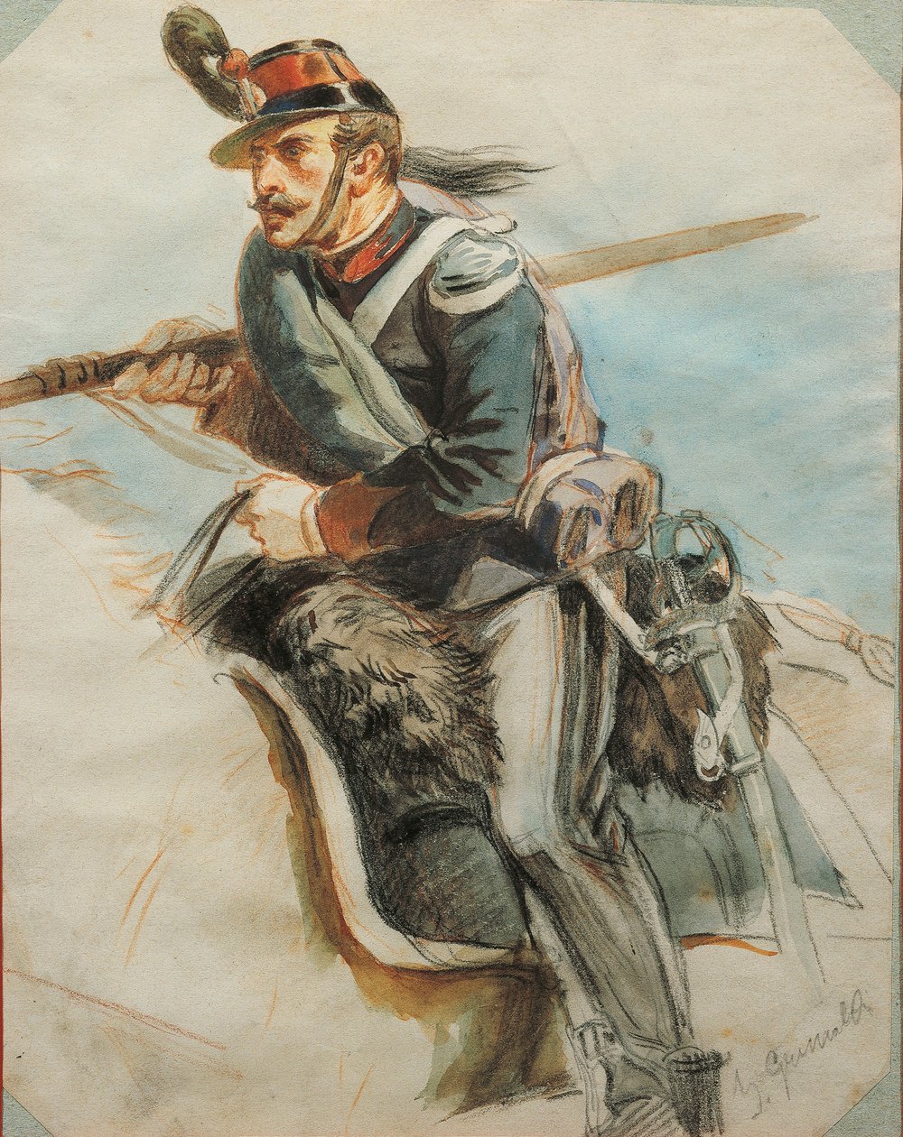 Studium mundurów, Rys. Stanislao Grimaldi del Poggetto autorstwa Stanislas Grimaldi del Poggetto