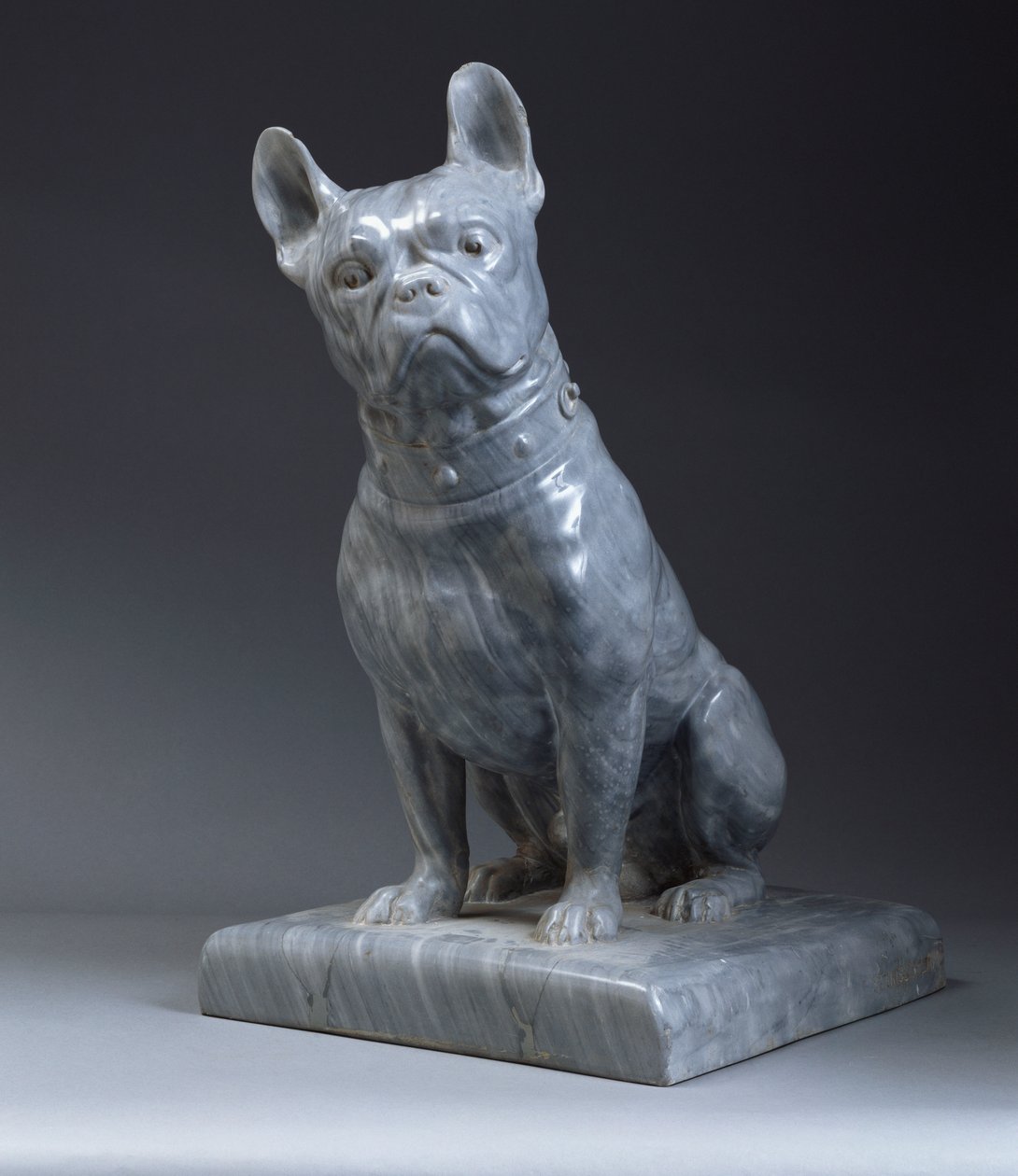 Szara marmurowa figura mopsa (szary marmur) autorstwa Stanislas Lami