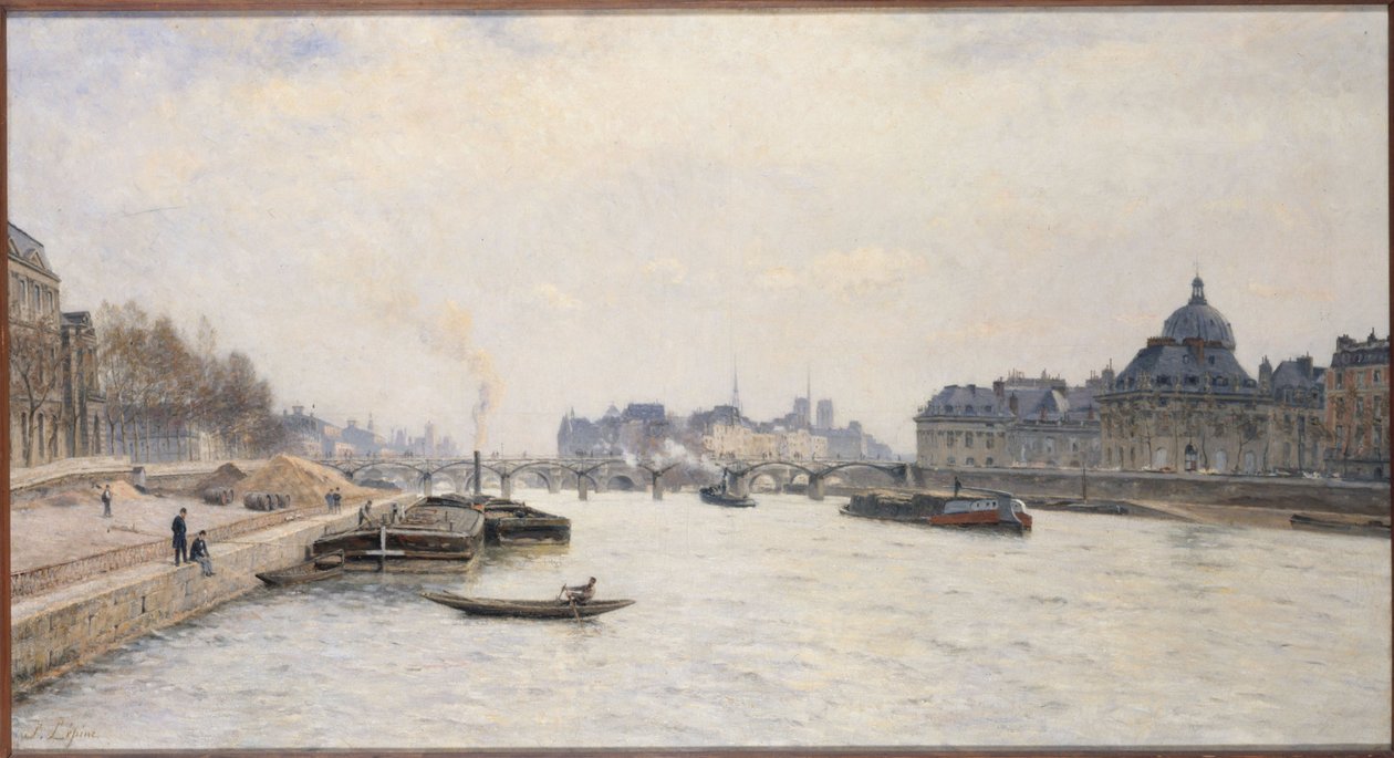 Pont des Arts, widok z Pont Royal, ok. 1884 r. (olej) autorstwa Stanislas Victor Edouard Lepine