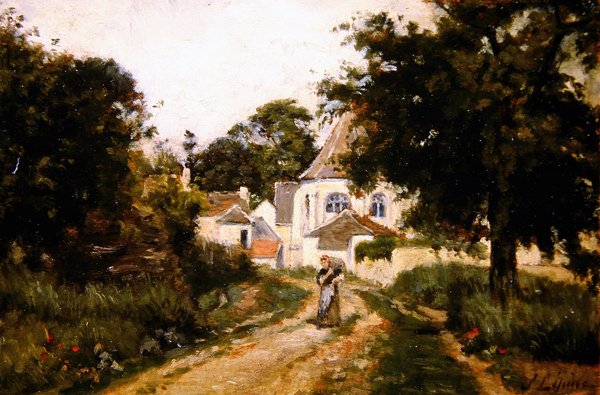 Wyjazd z wioski (olej na płótnie) autorstwa Stanislas Victor Edouard Lepine